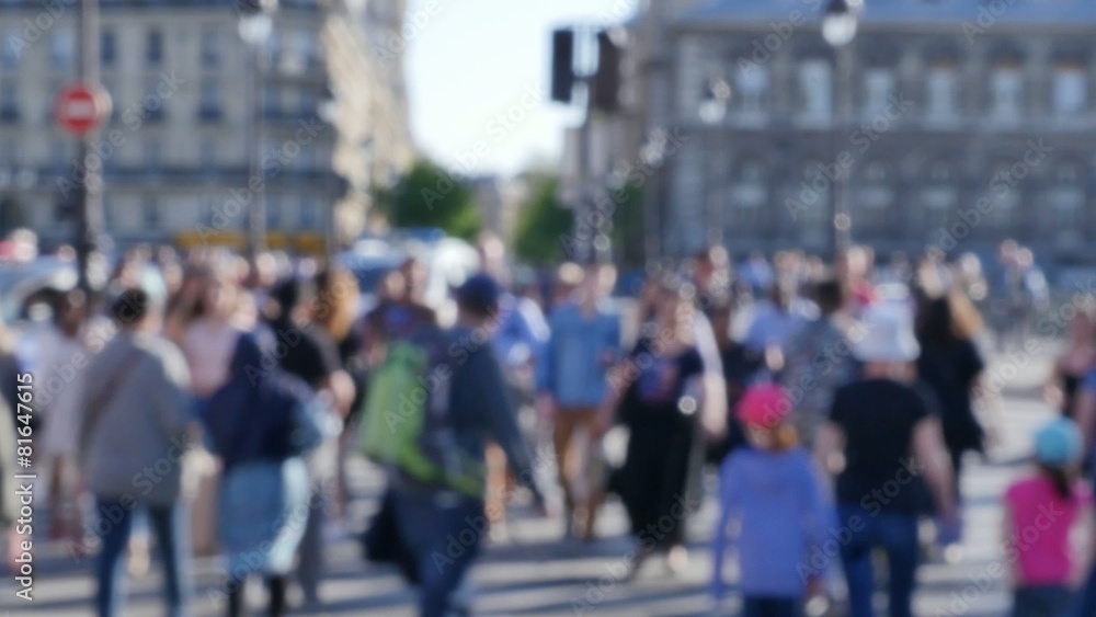 Pedestrian Commuter Crowd Walking Paris, France Pedestrian Commuter Crowd Walking Paris, France