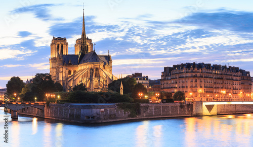 the island Cite with cathedral Notre Dame de Paris in Paris, Fra