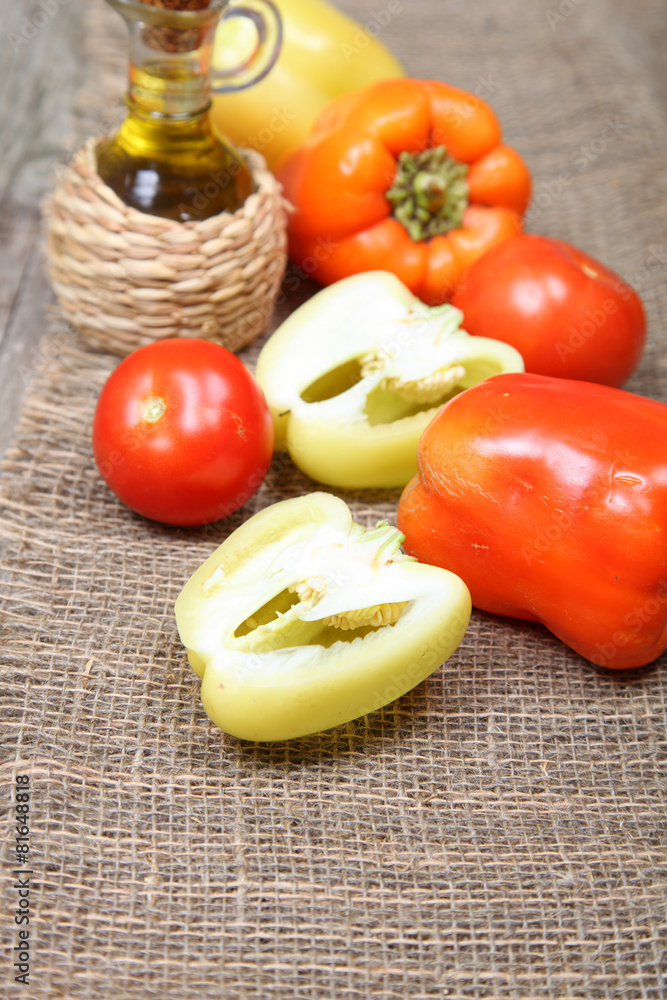 Fresh vegetables and oil Fresh vegetables and oil