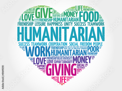 Humanitarian word cloud, heart concept