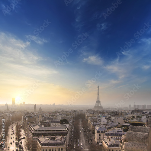 Paris with Eiffel tower in sunset time © sergeialyoshin