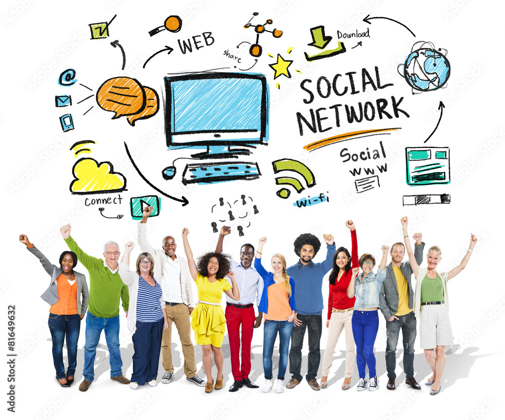 Social Network Social Media Diversity People Celebration Concept
