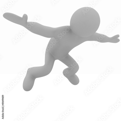 Flying 3d man on white background