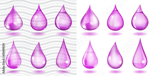 Transparent and opaque violet drops