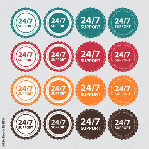 Vector 24/7 SUPPORT Sign, Label Template
