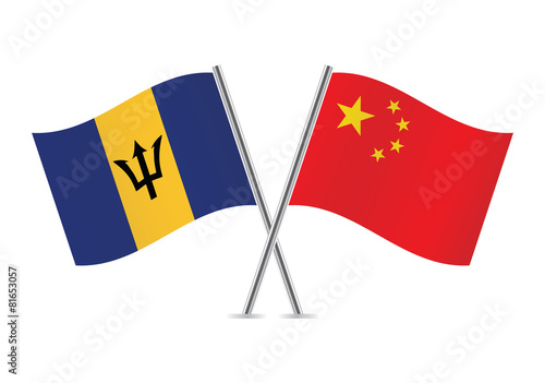 Free Download Chinese and Barbados flags. Vector illustration. - GFXLoad