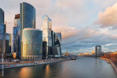 View of the Moscow International Business Center at sunset