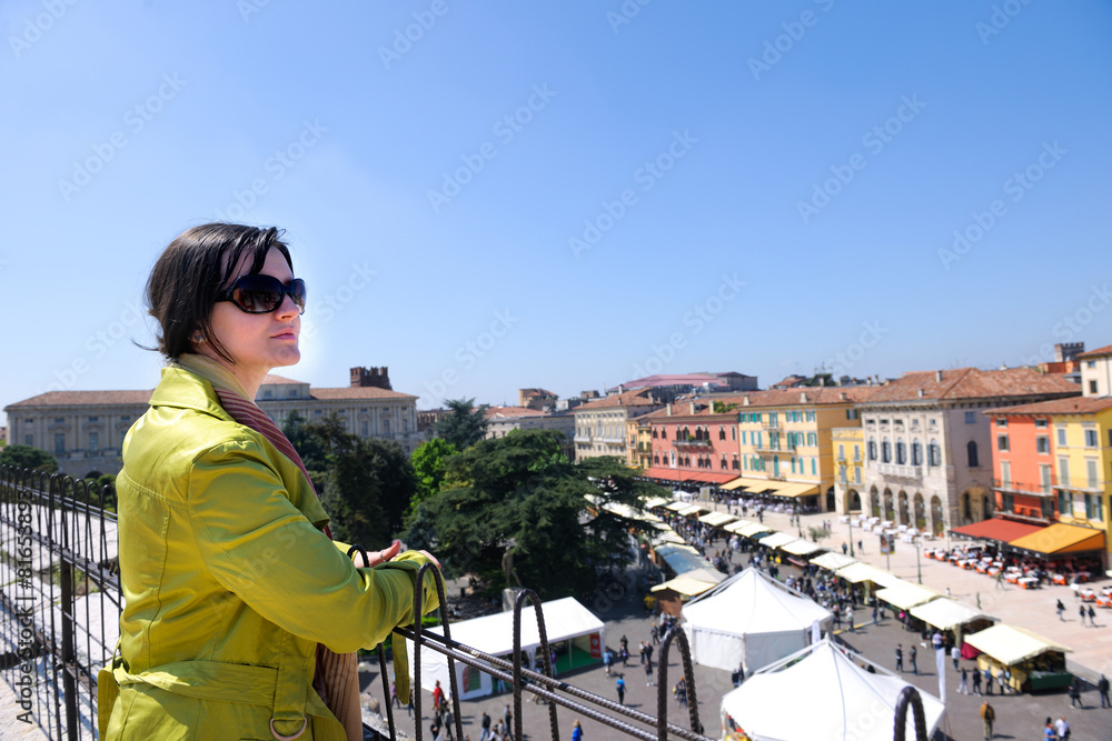 tourist woman in verona