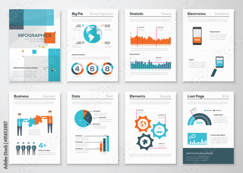 Big set of infographic elements in fresh flat business style
