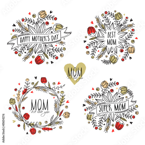 Typographic collection or frames for Happy Mother's Day.