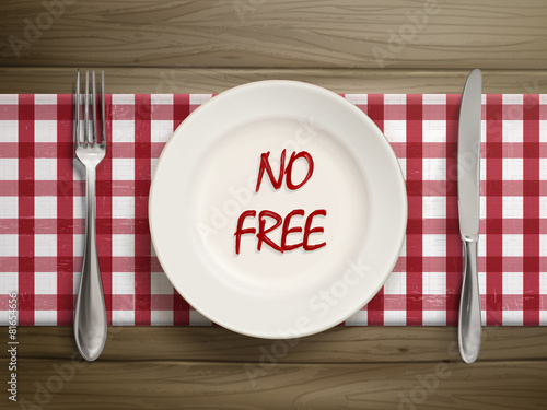 no free written by ketchup on a plate