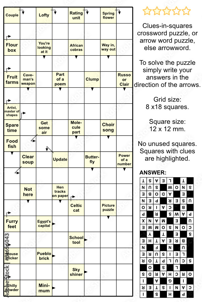 Arrowword (clues in squares) crossword puzzle Stock Vektorgrafik Arrowword (clues in squares) crossword puzzle Stock Vektorgrafik