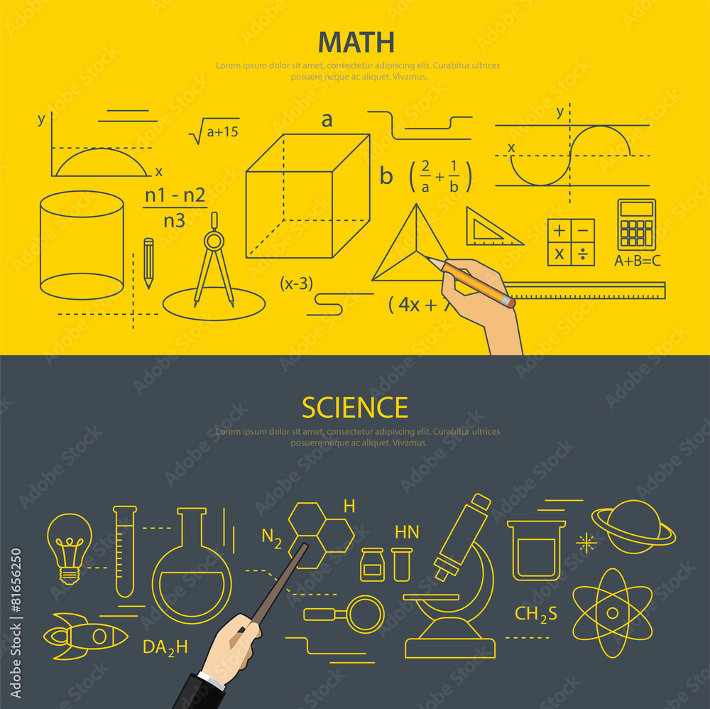 math and science education concept - obrazy, fototapety, plakaty 