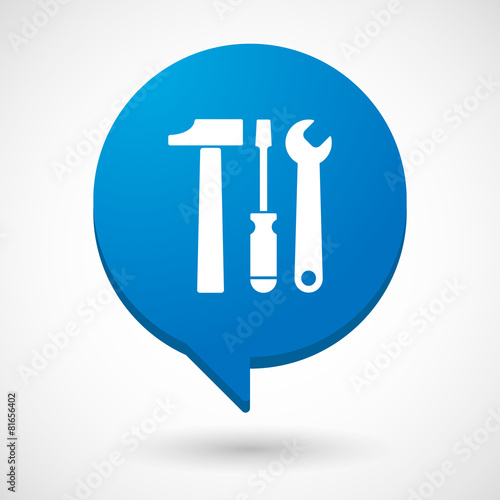Comic balloon icon with tools