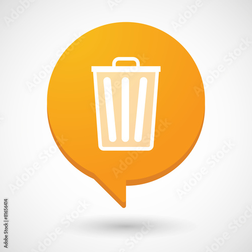 Comic balloon icon with a trash can