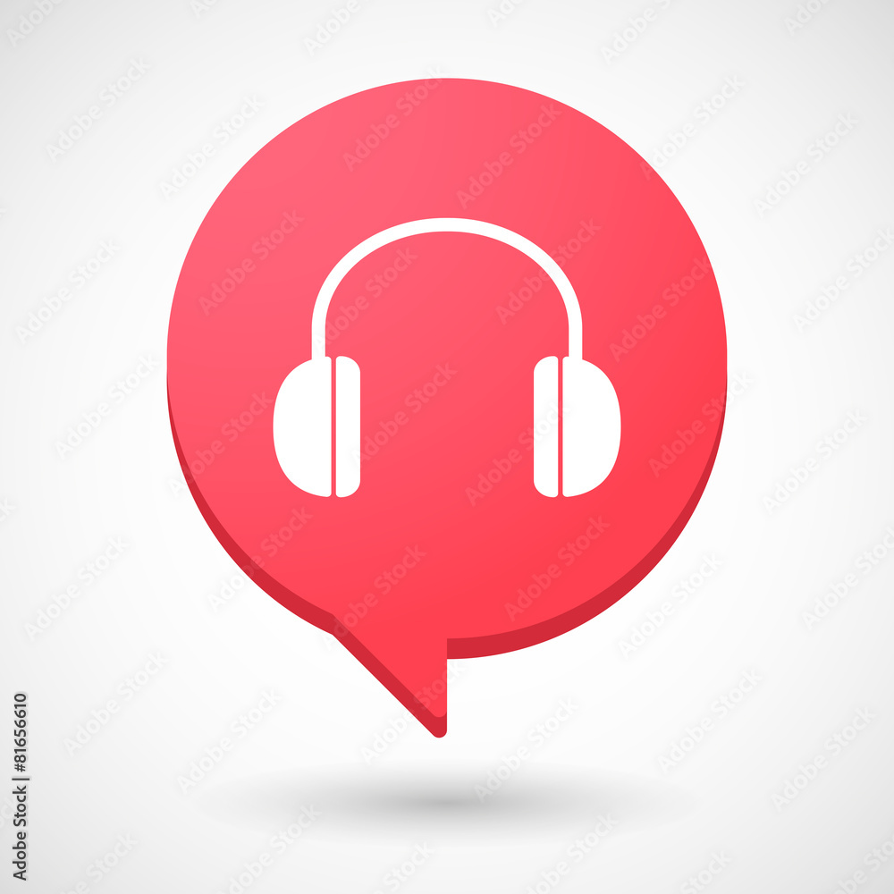 Comic balloon icon with a earphone Comic balloon icon with a earphone