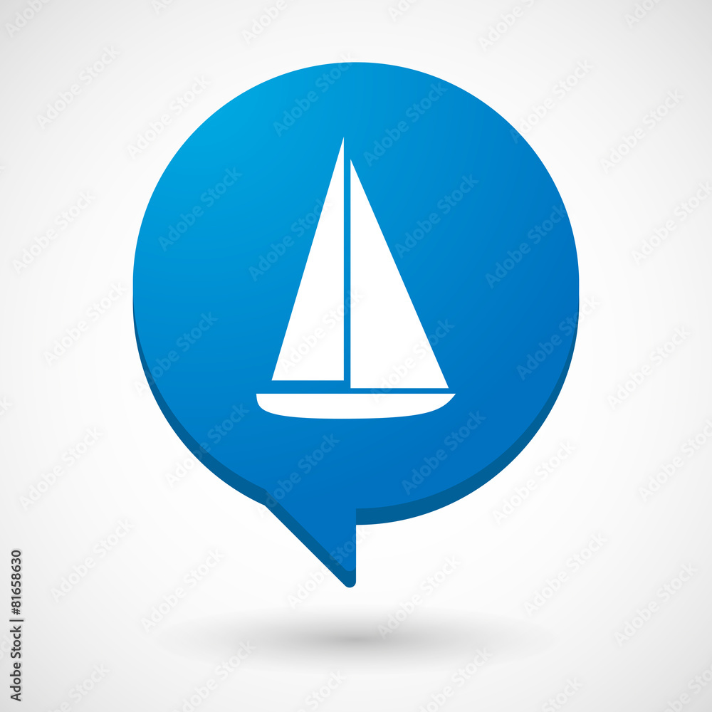 Comic balloon icon with a ship