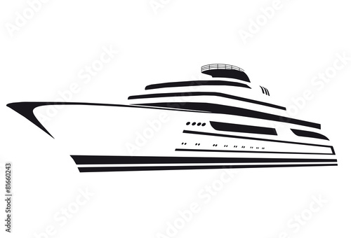 silhouette of the yacht. Ship.