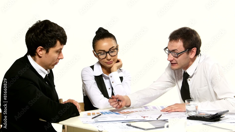 Business team emotionally discusses:businesswoman no idea do not Business team emotionally discusses:businesswoman no idea do not
