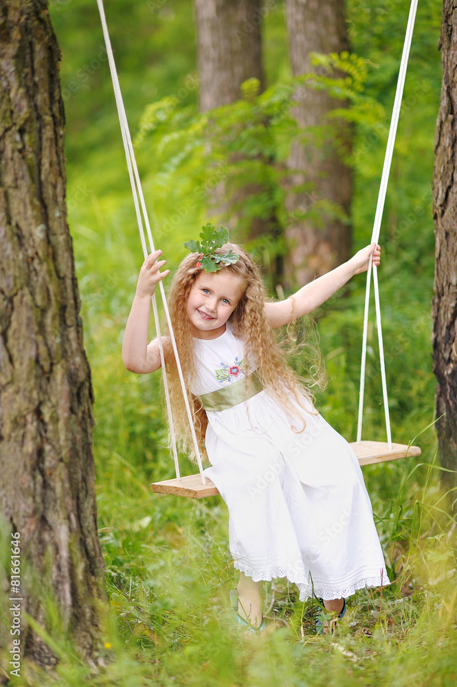 portrait of little girl outdoors in summer portrait of little girl outdoors in summer