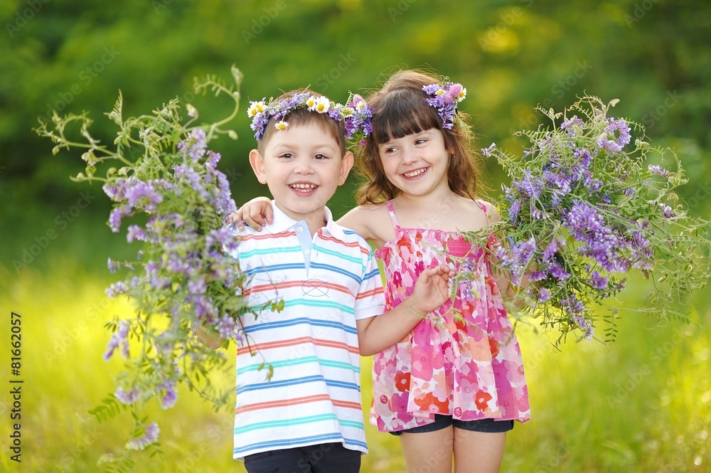Portrait of a boy and girl in summer Portrait of a boy and girl in summer