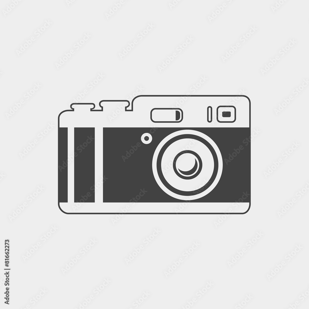 Photo camera icon. Outline on a white background