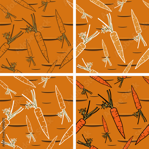 Seamless Background with Bright Carrot Pattern(4 in set)