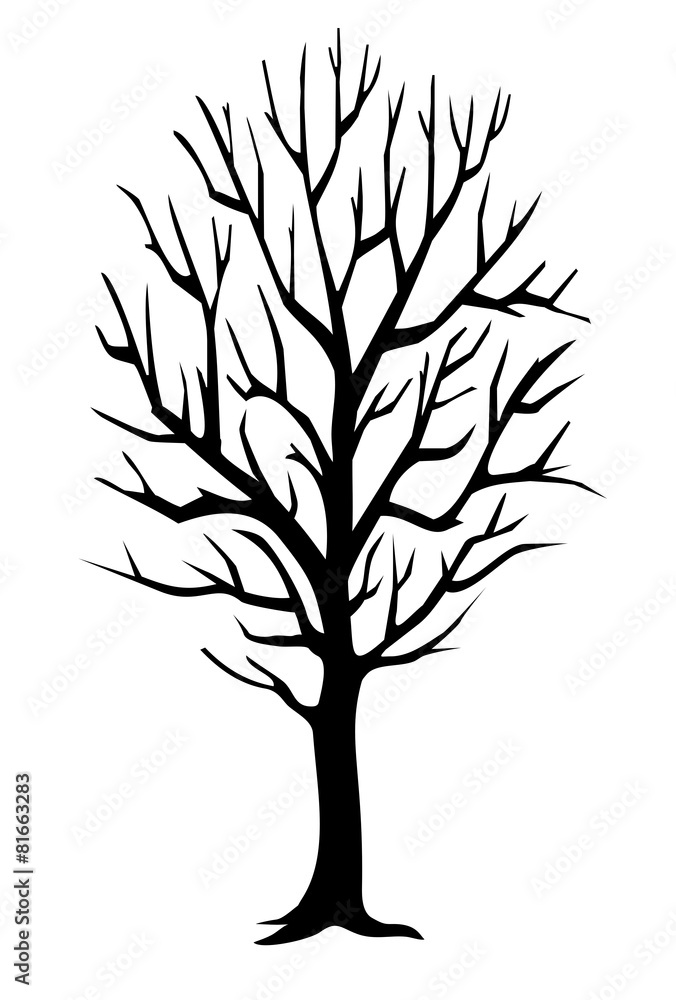 Winter tree silhouette Stock Vector