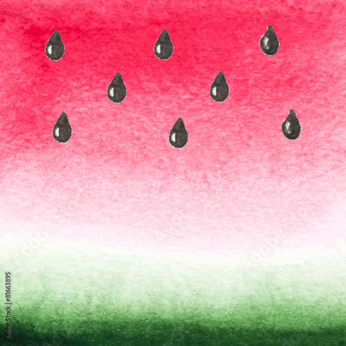 Vector watercolor background. The texture of the watermelon.