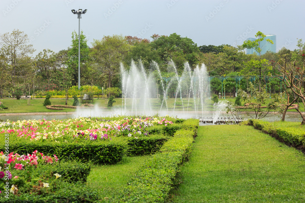 Fountains in park