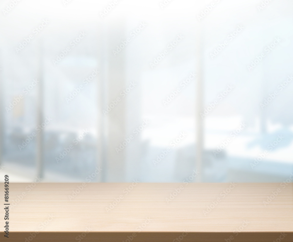 Fototapeta premium Table Top And Blur Office Background