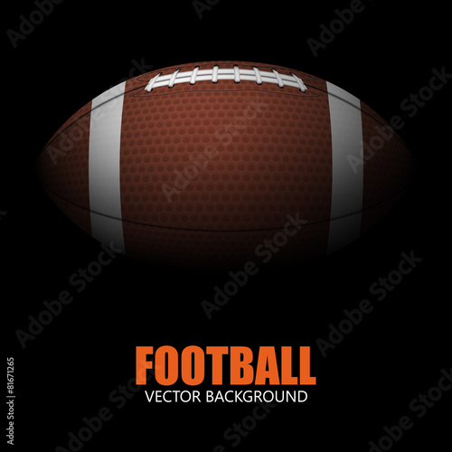 Dark background of realistic american football ball isolated.