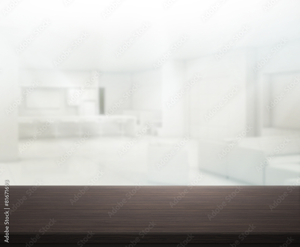 Fototapeta premium Wood Table Of Blur Background in Office
