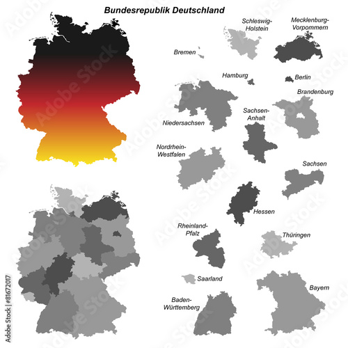 Deutschland - Karte mit Bundesl  ndern