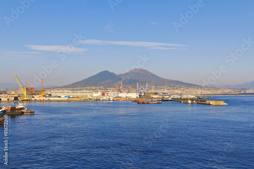 Panorama of Naples  view of the port in the Gulf of Naples and M
