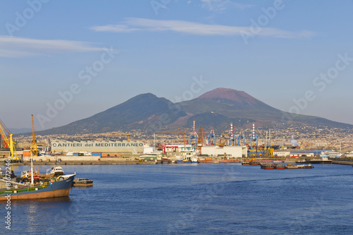 Panorama of Naples, view of the port in the Gulf of Naples and M