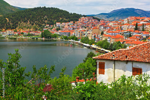 view of the city by the lake.  Kastoria, Greece photo