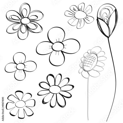 Fototapeta Naklejka Na Ścianę i Meble -  flowers doodle set vector