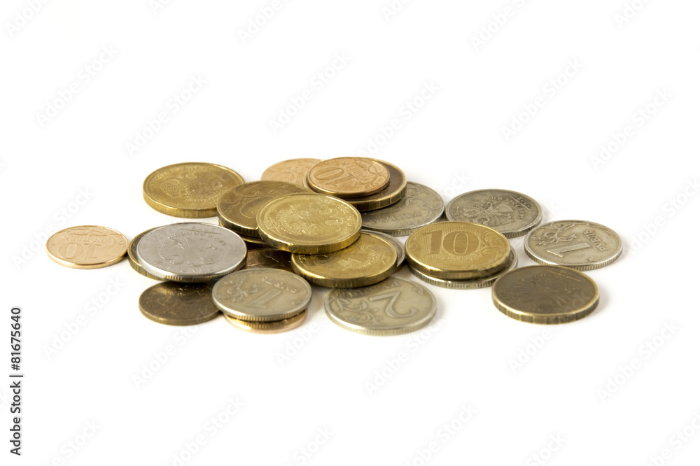 Some modern russian coins on a white background Some modern russian coins on a white background