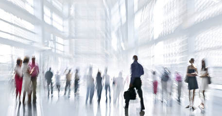 group of people in the lobby business center