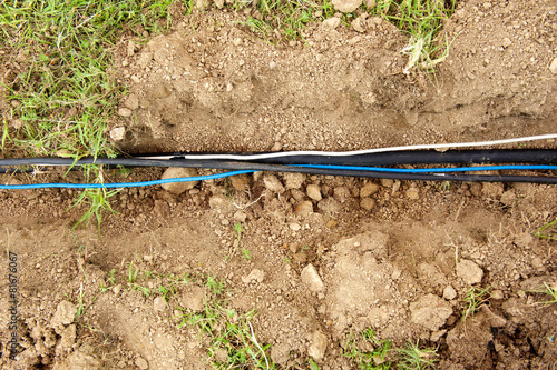 Trench with electrical wires photo