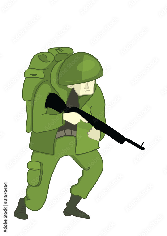 Солдат с оружием на белом фоне Векторный объект Stock | Adobe Stock