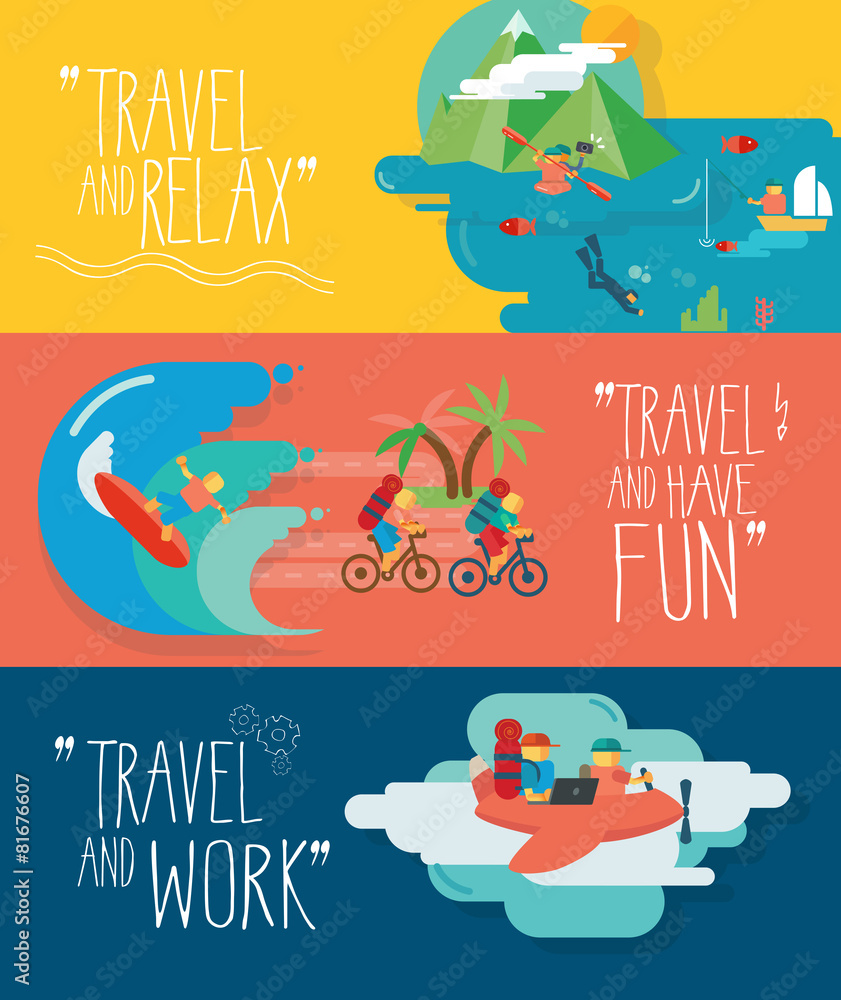 Set of traveling vector illustrations