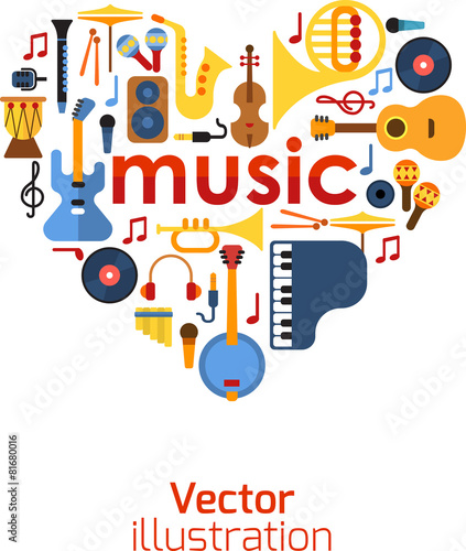 Music Heart set vector.