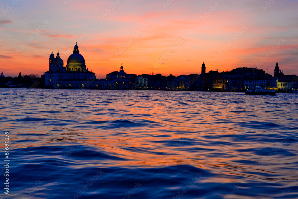 Dramatic sunset in Venice, Italy