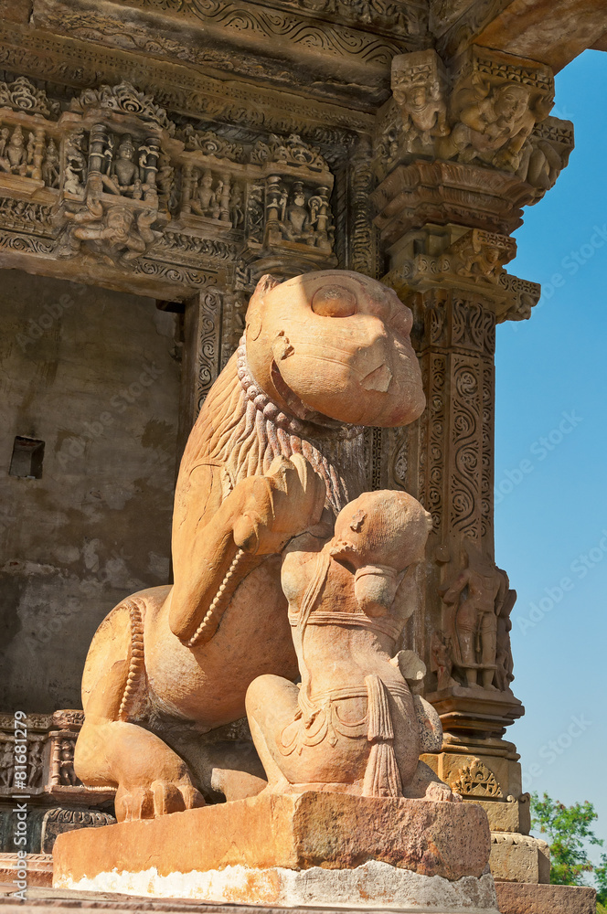 Sculpture of lion and woman. Khajuraho Stock Photo | Adobe Stock