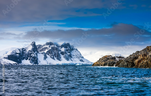 Beautiful snow-capped mountains in Antarctica