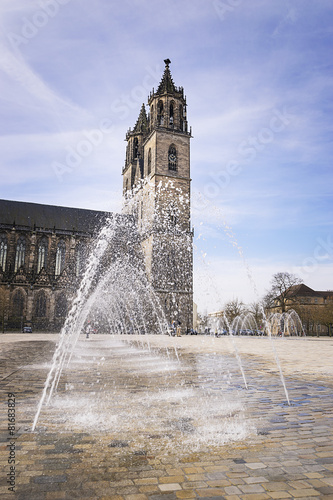 Cathedral Magdeburg with water fountain