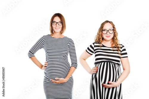 two happy pregnant women