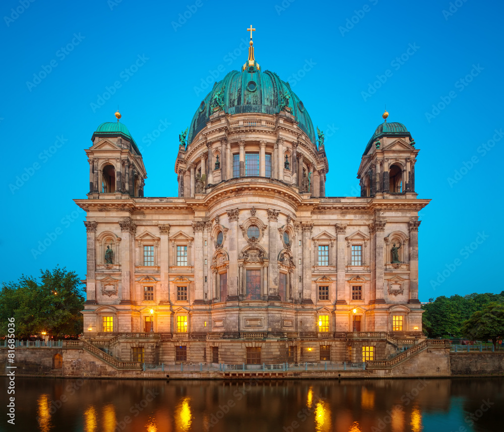 Berlin Cathedral (Berliner Dom) at Summer Night with Spree River